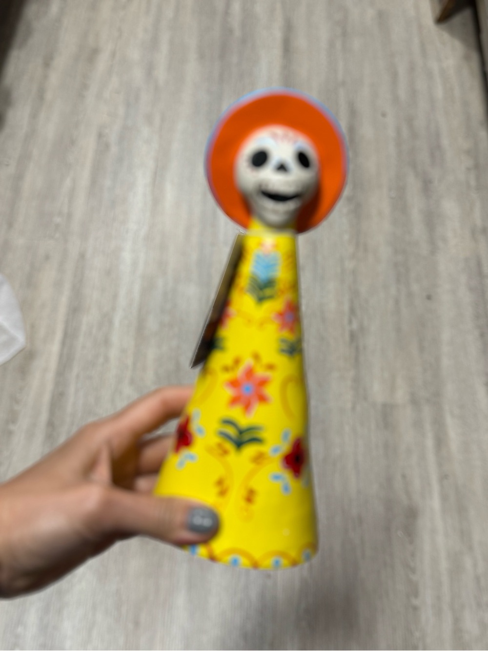 Handpainted Yellow Floral Figurine with Orange Hat